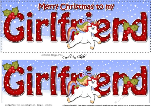 Large DL Merry Christmas to my GIRLFRIEND 3D decoupage with Unicorn