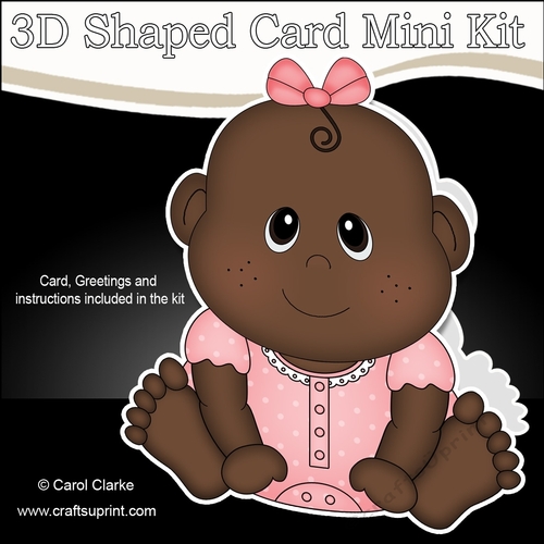 3D Shaped Card  Kit - Cute Little Ethnic Baby Girl Ronna