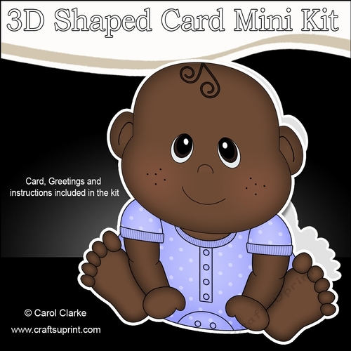 3D Shaped Card  Kit - Cute Little Ethnic Baby Boy Daryn