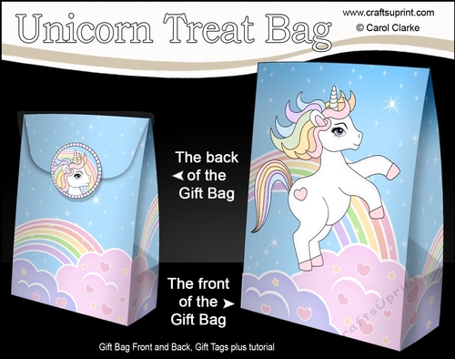 3D Gift Bag Mini Kit -  Cute Little Unicorn Rainbow 