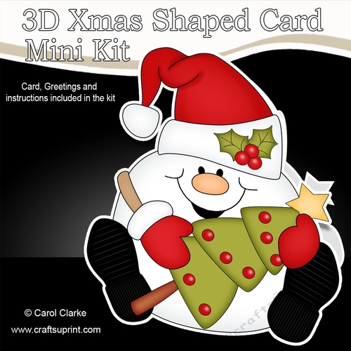 3D Shaped Christmas Card Kit - Snowball Sam has an Xmas Tree
