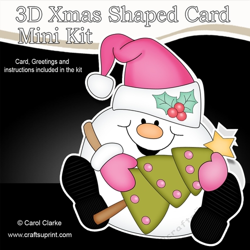 3D Shaped Christmas Card Kit - Snowball Sam has an Xmas Tree