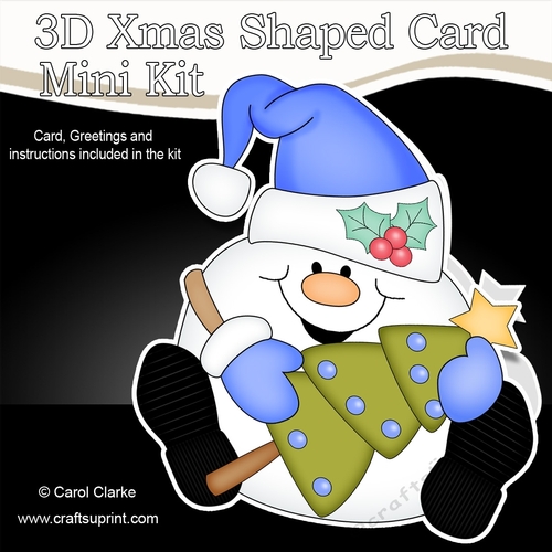 3D Shaped Christmas Card Kit - Snowball Sam has an Xmas Tree