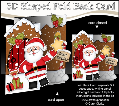 3D Shaped No-Hole Fold Back Christmas Card Mini Kit - Santa has an Xmas Star
