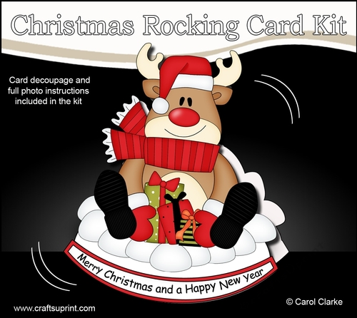 3D Shaped Rocking Christmas Card Mini Kit - Rudolph has Xmas Presents