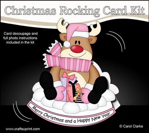 3D Shaped Rocking Christmas Card Mini Kit - Rudolph has Xmas Presents