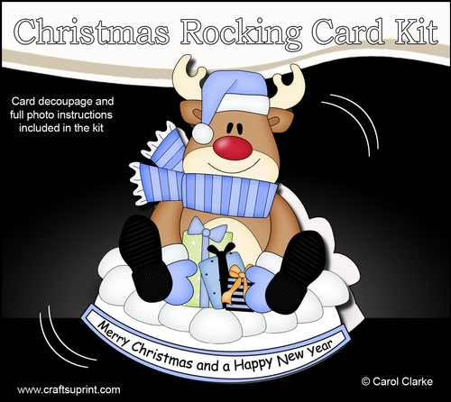 3D Shaped Rocking Christmas Card Mini Kit - Rudolph has Xmas Presents