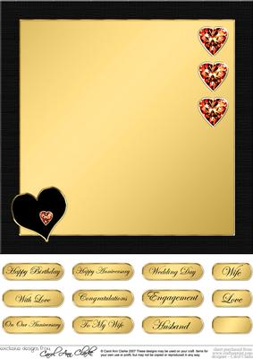 Elegant Hearts Matching 8 x 8 Insert Panel and Greetings