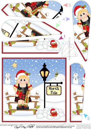 Christmas Scottish Lady is at the North Pole Fan Pyramage Topper