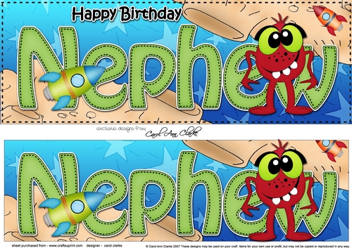 Large DL Happy Birthday NEPHEW 3D decoupage