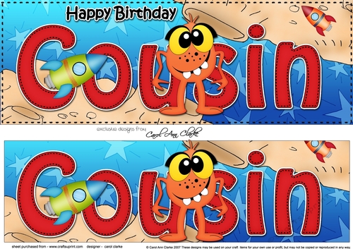Large DL Happy Birthday COUSIN 3D decoupage