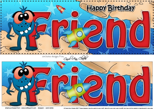 Large DL Happy Birthday FRIEND 3D decoupage