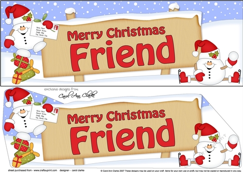 Large DL Merry Christmas FRIEND with Snowball Sam insert