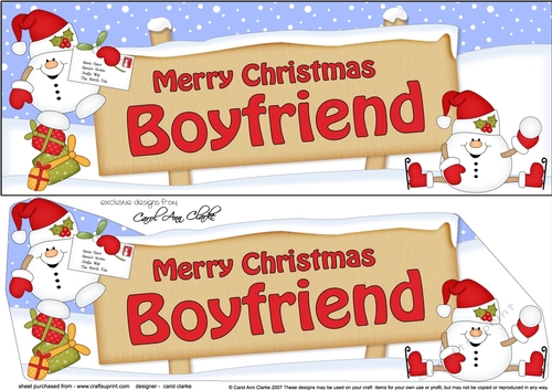 Large DL Merry Christmas BOYFRIEND with Snowball Sam insert
