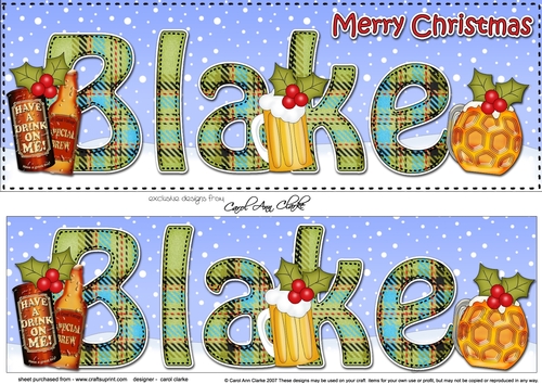 Large DL Merry Christmas BLAKE 3D decoupage 