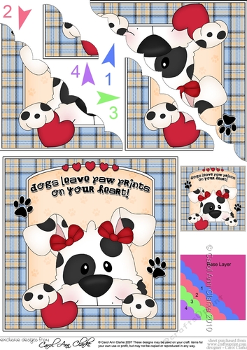 Scalloped Corner Stacker - Dogs Leave Paw Prints - Spotty Dog Mitzi