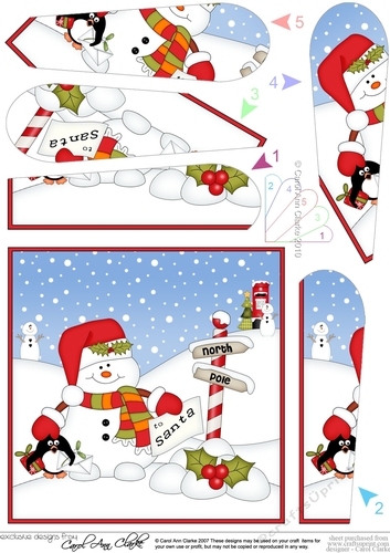 Christmas Snowman Oli is at the North Pole Fan Pyramage Topper