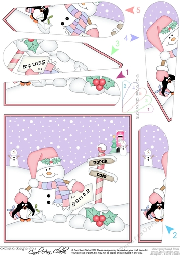 Christmas Snowman Oli is at the North Pole Fan Pyramage Topper