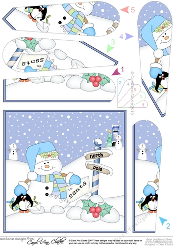 Christmas Snowman Oli is at the North Pole Fan Pyramage Topper