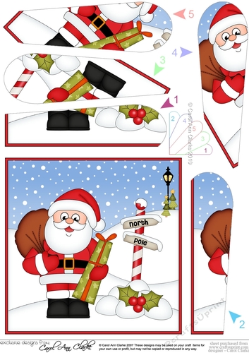 Christmas Santai is at the North Pole Fan Pyramage Topper
