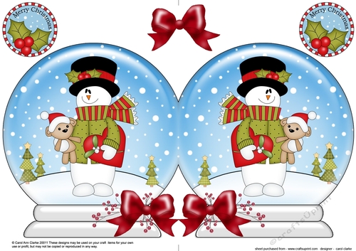 Christmas Snow Globe Shaped Card - Snowman Rio 