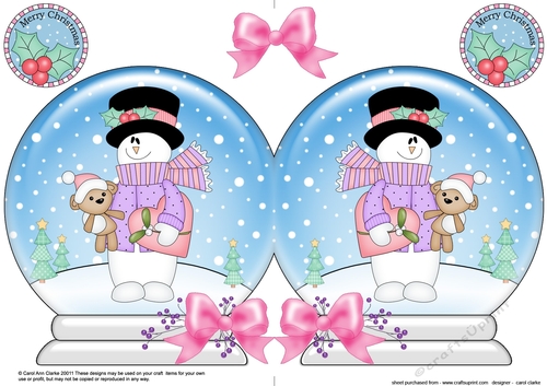Christmas Snow Globe Shaped Card - Snowman Rio 