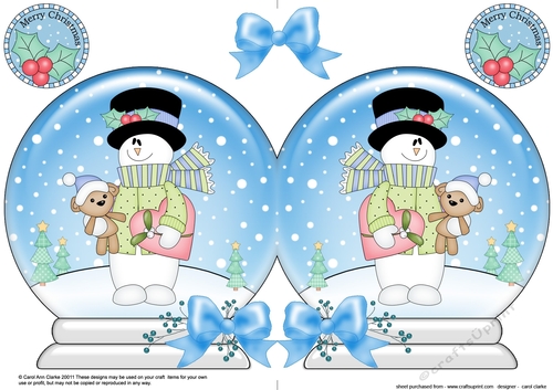 Christmas Snow Globe Shaped Card - Snowman Rio 