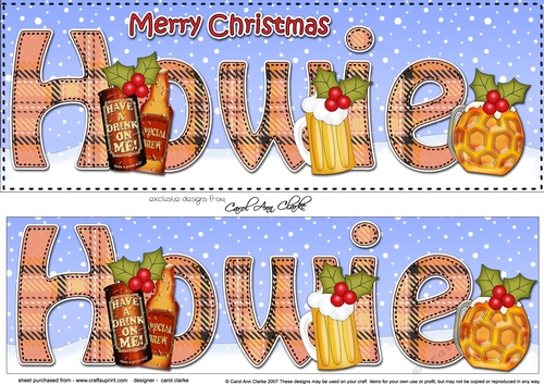 Large DL Merry Christmas HOWIE 3D decoupage 