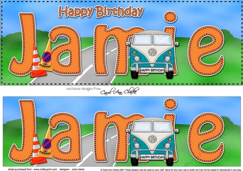 Large DL Happy Birthday JAMIE 3D decoupage