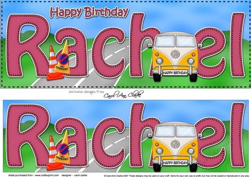Large DL Happy Birthday RACHEL 3D decoupage