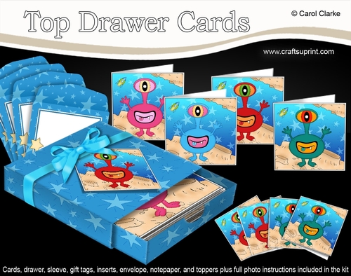 3D Top Drawer Cards Bumper Kit  -  Cute Aliens - Qoep, Uroe, Feyo, Bugi