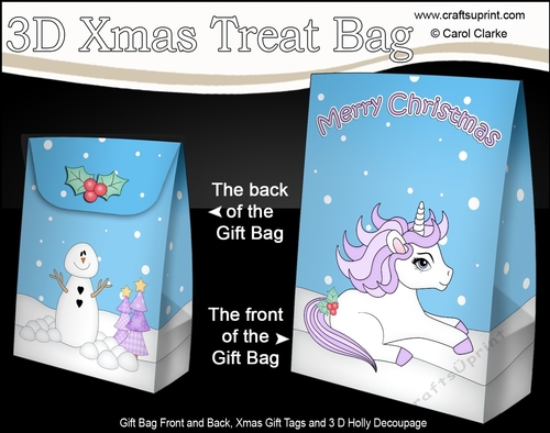 3D Christmas Gift Bag Mini Kit - Cute Little Unicorn Magic