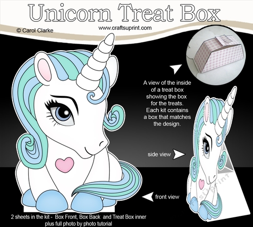 3D Cute Treat Box Gift Set Mini Kit - Cute Little Unicorn Blueberry