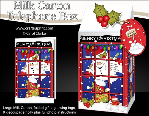 3D Christmas Phone Box Milk Carton Treat Box - Snowball Sam