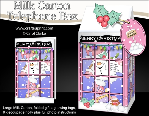 3D Christmas Phone Box Milk Carton Treat Box - Snowball Sam