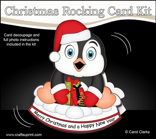 3D Shaped Rocking Christmas Card Mini Kit - Pip Penguin has Xmas Presents
