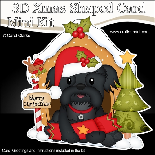 3D Shaped Christmas Kennel Card Kit - Little Shih Tzu Dog