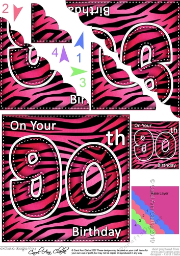 Fun Zebra Striped 90th Birthday Scalloped Corner Stacker