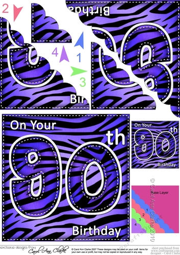 Fun Zebra Striped 90th Birthday Scalloped Corner Stacker
