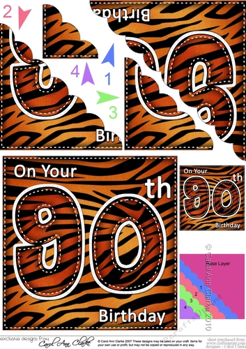 Fun Zebra Striped 90th Birthday Scalloped Corner Stacker