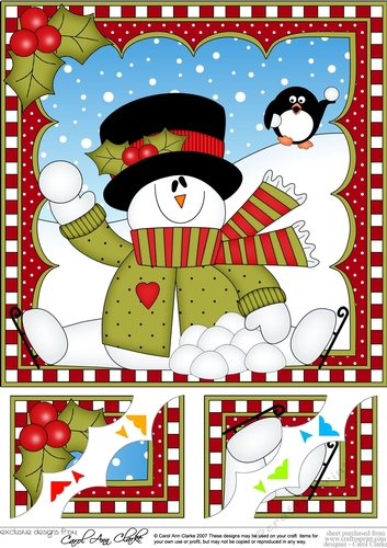 Christmas Snowman Rio 8 x 8 Scalloped Corner Topper  