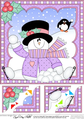 Christmas Snowman Rio 8 x 8 Scalloped Corner Topper  