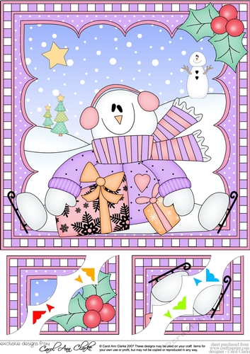 Christmas Snowman Rio 8 x 8 Scalloped Corner Topper  