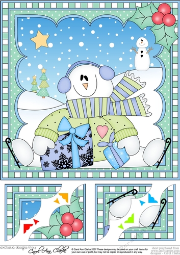 Christmas Snowman Rio 8 x 8 Scalloped Corner Topper  