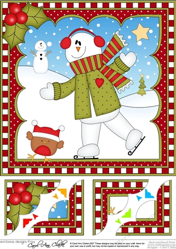 Christmas Snowman Rio 8 x 8 Scalloped Corner Topper  