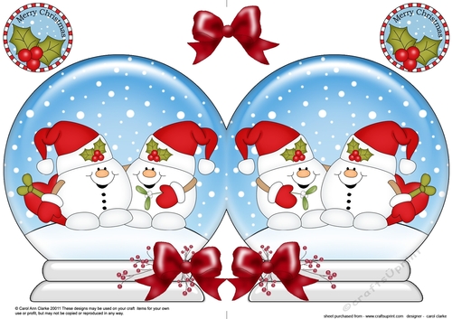 Christmas Snow Globe Shaped Card - Snowball Sam is in Love