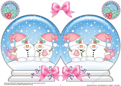 Christmas Snow Globe Shaped Card - Snowball Sam is in Love