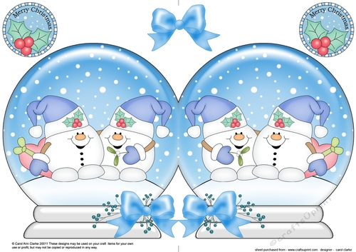 Christmas Snow Globe Shaped Card - Snowball Sam is in Love