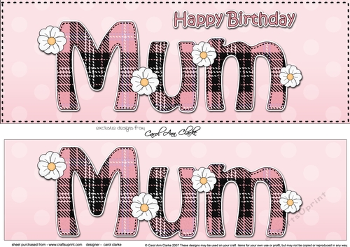 Large DL Happy Birthday MUM 3D decoupage