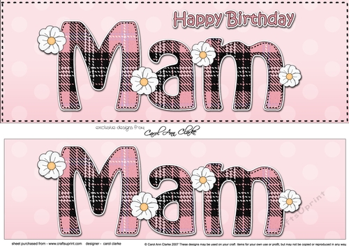 Large DL Happy Birthday MAM 3D decoupage